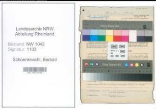 Entnazifizierung Bertold Schoenknecht , geb. 27.03.1896 (Postbeamter)