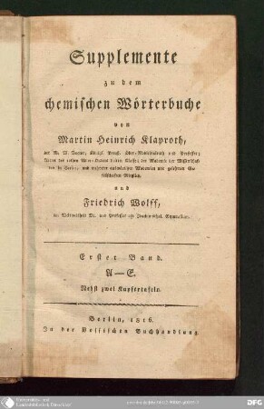 Suppl. 1: Chemisches Wörterbuch