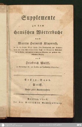 Suppl. 1: Chemisches Wörterbuch