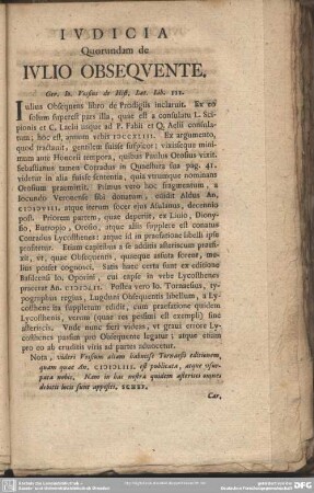 Iudicia Quorundam de Iulio Obsequente