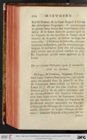 Des principaux Historiens après le renouvellement des Sciences