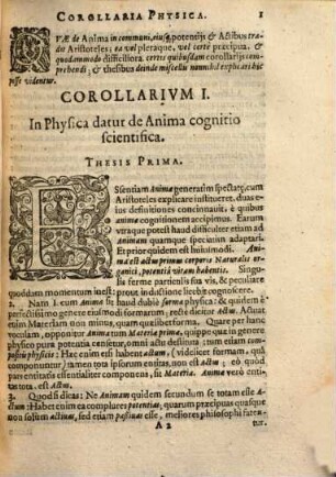 Corollaria Qvatvor De Physico Animato In Genere