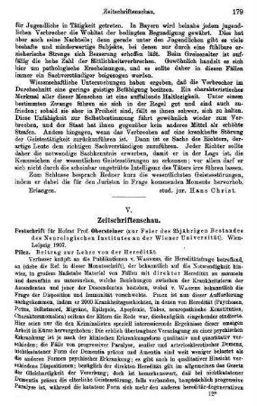 179-182, V. Zeitschriftenschau