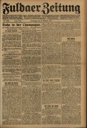 Erste Ausgabe vom Samstag, den 09. Oktober 1915.