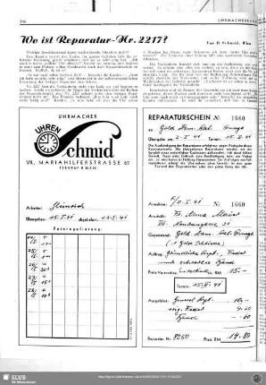 Wo ist Reparatur-Nr. 2217?