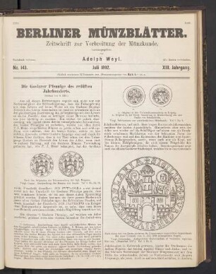 No. 143. Juli 1892