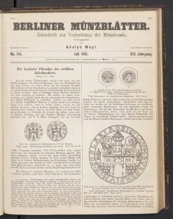 No. 143. Juli 1892