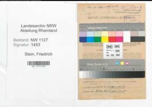 Entnazifizierung Friedrich Stein , geb. 25.12.1903 (Gewerberat)