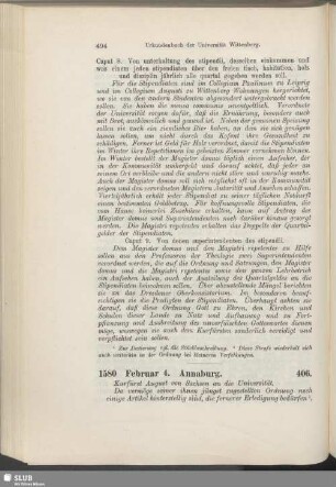 406. 1580, Februar 4. Annaburg