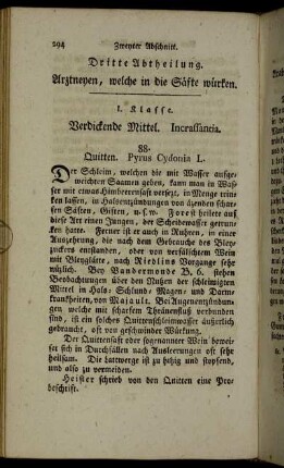 I. Klasse. Verdickende Mittel. Incrassantia.