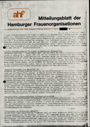 Mitteilungsblatt der Hamburger Frauenorganisation