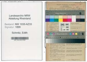 Entnazifizierung Edith Schmitz , geb. 11.01.1921 (Verwaltungsangestellte)
