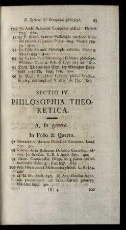 Sectio IV. Philosophia Theoretica.