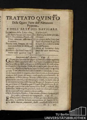 Trattato Qvinto Della Quarta Parte dell'Almanacco Perpetuo, E Dell'Arte Del Navigare.