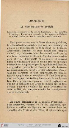 Chapitre II: La démoralisation sociale