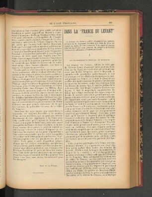 Dans la "France du Levant".