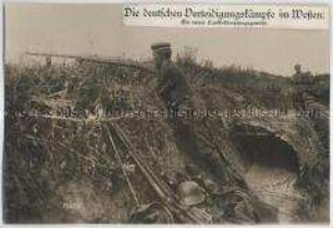 Soldat mit Gewehr im Schützengraben