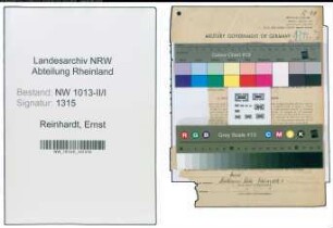 Entnazifizierung Ernst Reinhardt , geb. 18.02.1895 (Betriebsleiter)