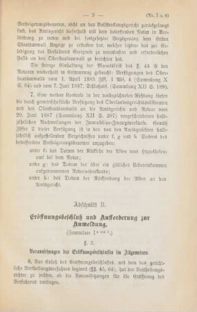 Abschnitt II. Eröffnungsbeschluß und Aufforderung zur Anmeldung