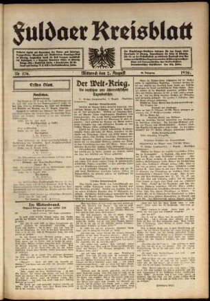 Erste Ausgabe vom Mittwoch, den 02. August 1916.
