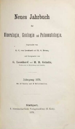 Neues Jahrbuch für Mineralogie, Geologie und Paläontologie. 1878