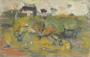 Studie Pferd und Wagen in Landschaft