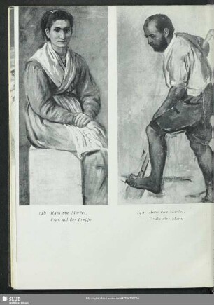 14 b) Hans von Marées, Frau auf der Treppe; a) Hans von Marées, Grabender Mann