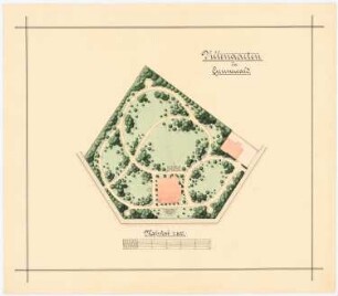 Villengarten, Berlin-Grunewald: Villengarten im Grundriss 1:600, Maßstabsleiste