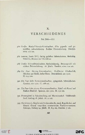 X. Verschiedenes (Nr. 386-411)