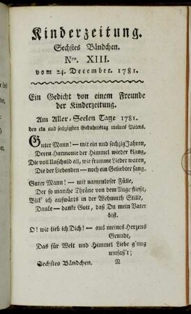 Nro. XIII. vom 24. December 1781