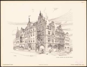 Fassadenentwürfe für Lübeck Das Ergebnis d. Wettbewerbes, ausgeschrieben d. d. Verein von Kunstfreunden zu Lübeck, bearb. v. Richard Landé, Leipzig 1901: Perspektivische Ansicht