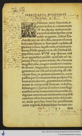 Sebastianus Munsterus Pio lectori S. D.