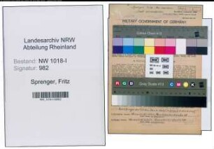 Entnazifizierung Fritz Sprenger , geb. 09.12.1884 (Gewerbeoberlehrer)