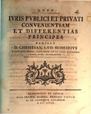 Iuris publici et privati convenientiam et differentias principes