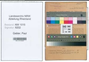 Entnazifizierung Paul Gabler , geb. 08.12.1900 (Monteur)