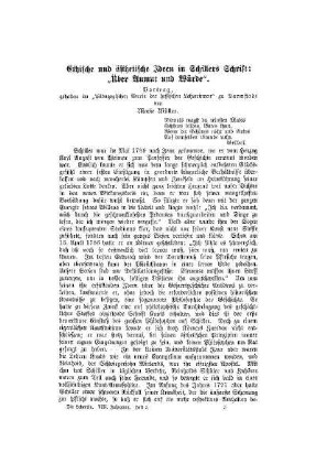 Ethische und ästhetische Ideen in Schillers Schrift : "Über Anmut und Würde" ; Vortrag, gehalten im "Pädagogischen Verein der hessischen Lehrerinnen" zu Darmstadt