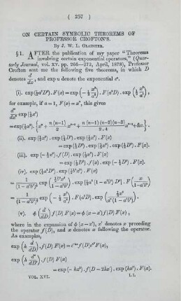 On certain symbolic theorems of Professor Crofton's.