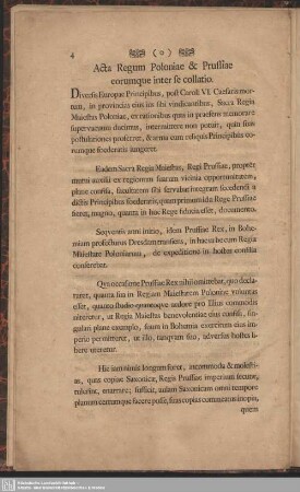 Acta Regum Poloniae & Prussiae eorumque inter se collatio