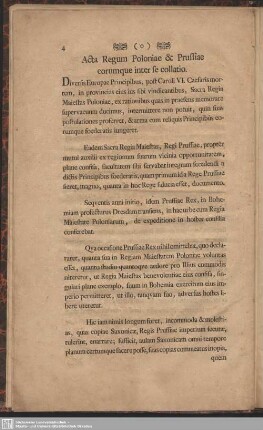 Acta Regum Poloniae & Prussiae eorumque inter se collatio