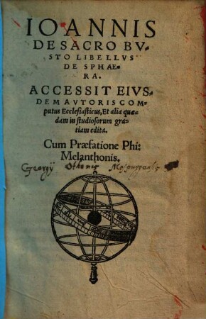 Ioannis De Sacro Bvsto Libellvs De Sphaera