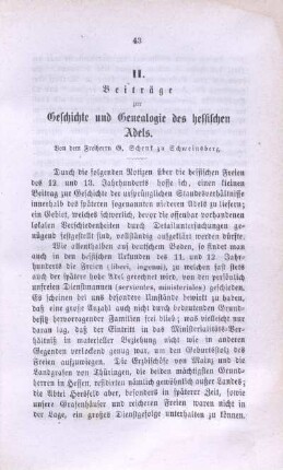 II. Beiträge zur Geschichte und Genealogie des hessischen Adels.