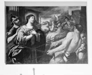 Martyrien der heiligen Agathe und Lucia — Die heilige Lucia wird von einem Ochsenkarren gezogen