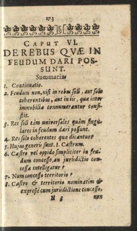 Caput VI. De Rebus Quae in Feudum Dari Possunt.