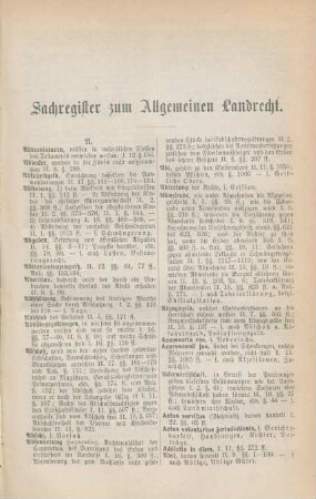 Sachregister zum Allgemeinen Landrecht