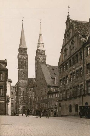 Nürnberg. Blick vom Weinmarkt : Blick vom Weinmarkt auf die St. Sebaldus-Kirche