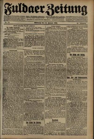 Ausgabe vom Mittwoch, den 16. Januar 1918.