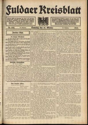 Zweite Ausgabe vom Samstag, den 18. Oktober 1913.