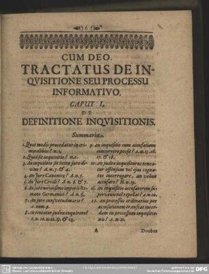 Caput I. De Definitione Inquisitionis