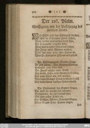 Der 126. Psalm. Weissagung von der Bekehrung des jüdischen Volcks.