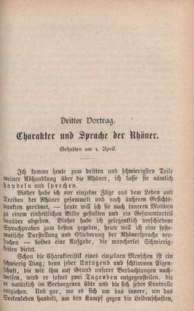 Dritter Vortrag. Charakter und Sprache der Rhöner.